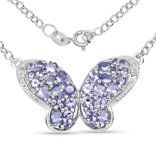 3.31 Carat Genuine Tanzanite & White Topaz .925 Sterling Silver Pendant