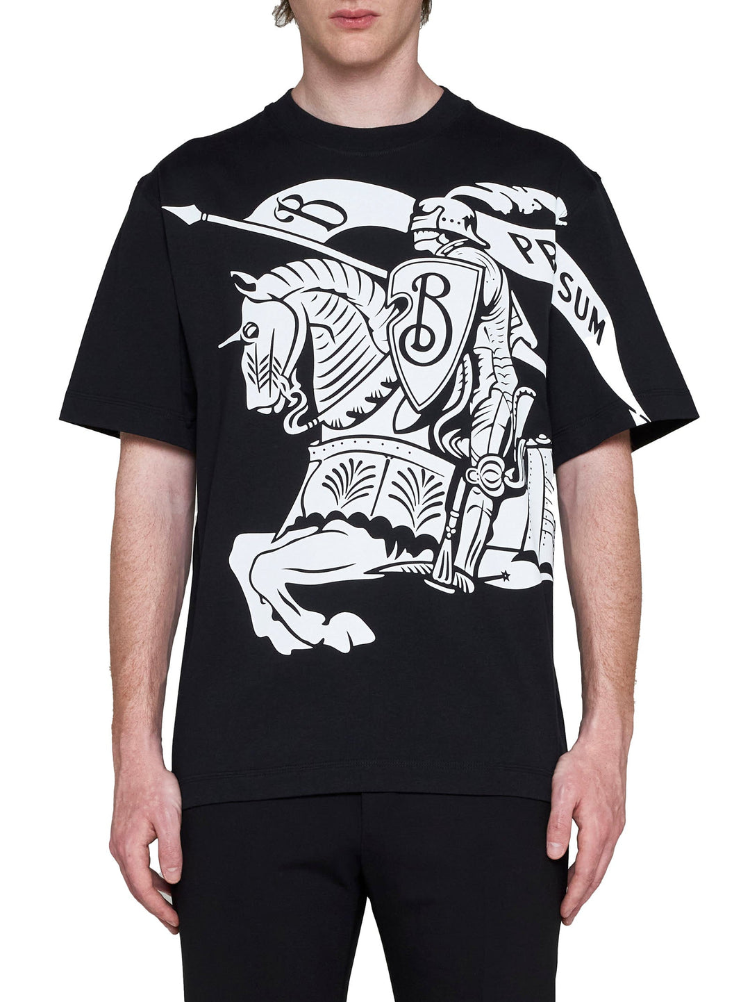 Burberry Men Equestrian Knight Cotton T-Shirt