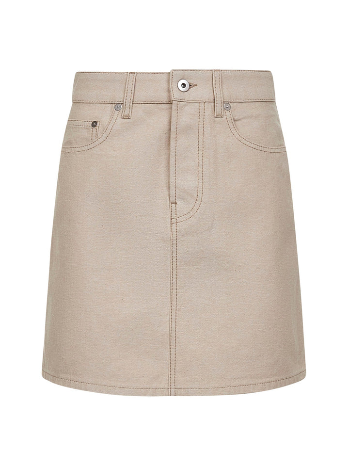 Burberry Women Beige Cotton Denim Mini Skirt