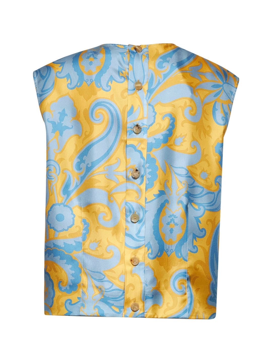 Etro Women Yellow Paisley Print Silk Top