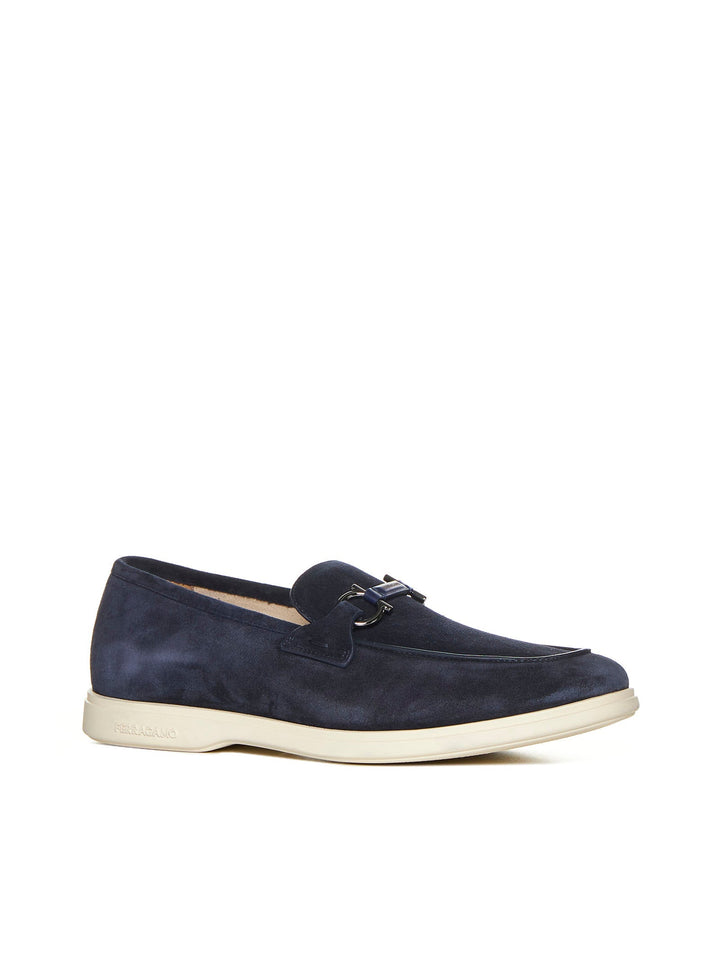 Ferragamo Men Gancini Suede Loafers