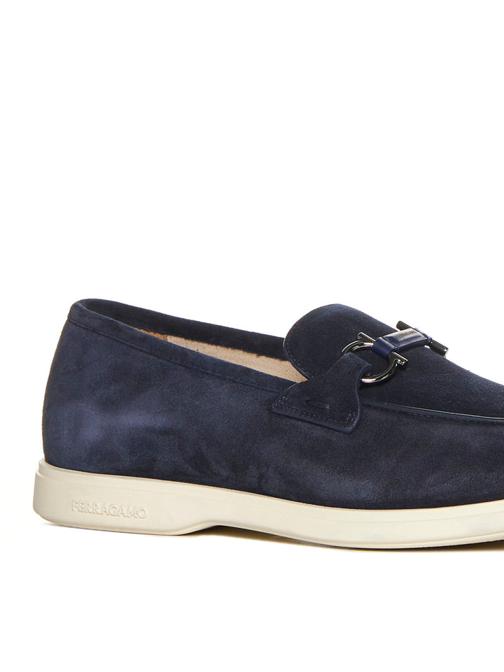 Ferragamo Men Gancini Suede Loafers
