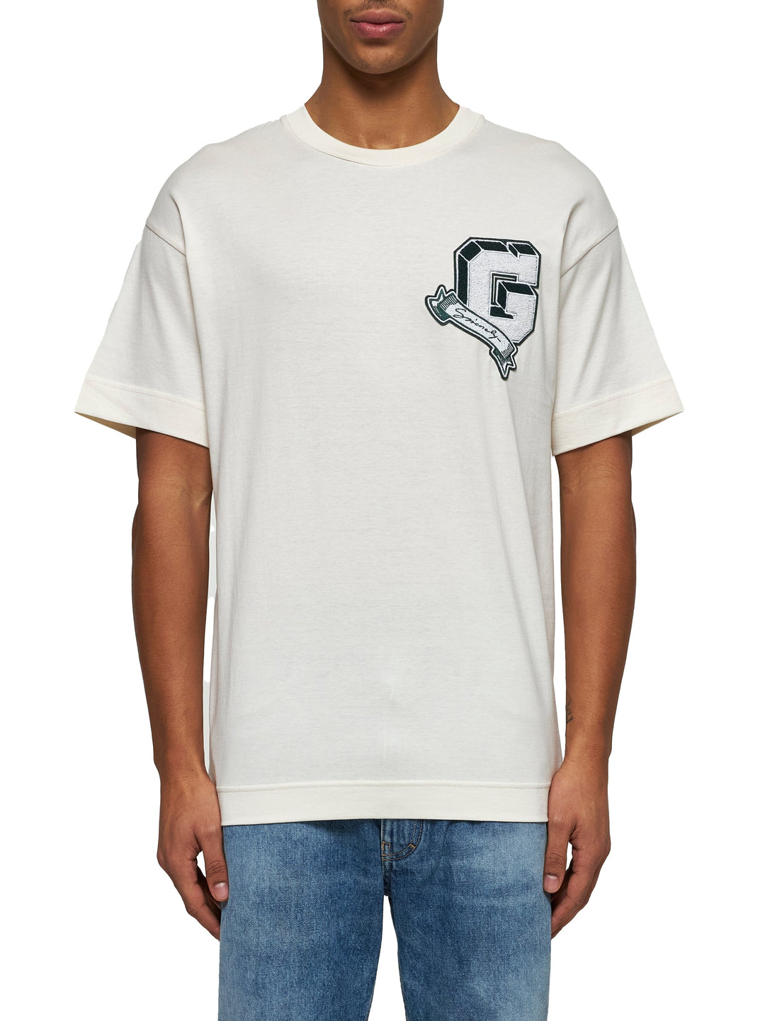 Givenchy Men Ivory Cotton Givenchy College T-Shirt