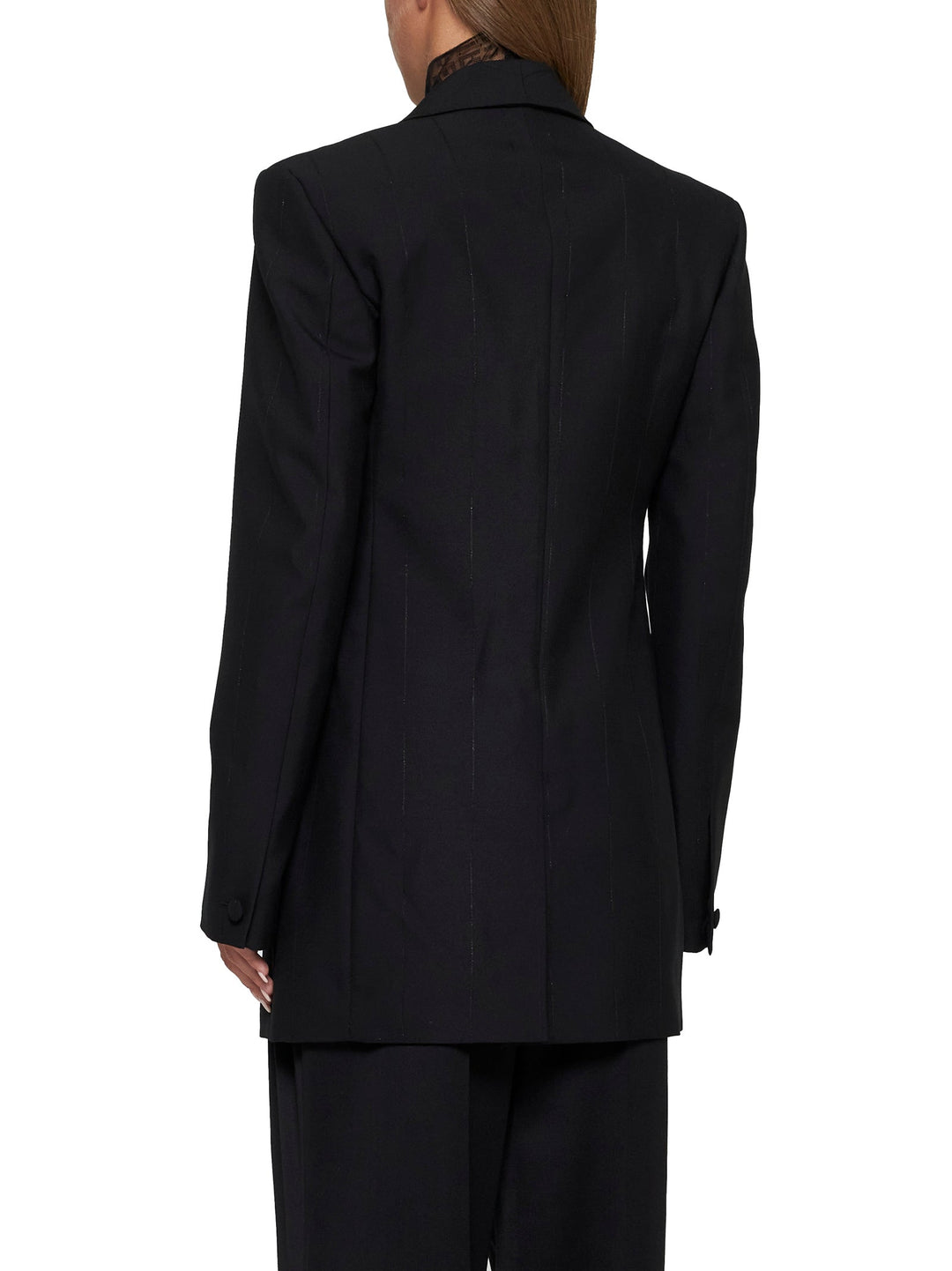 Givenchy Women Lame' Pinstriped Wool-Blend Blazer