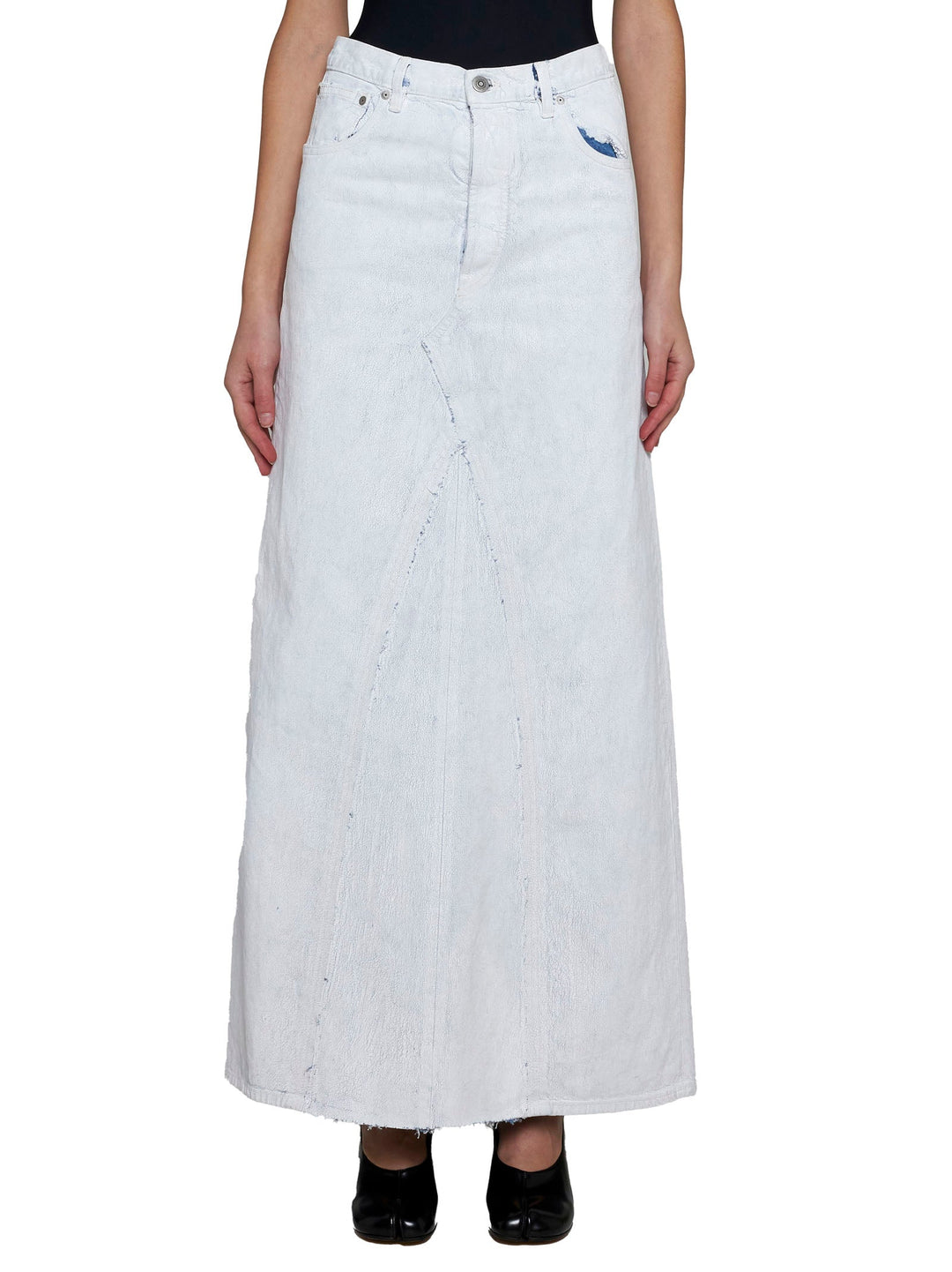 Maison Margiela Women Coated Denim Long Skirt