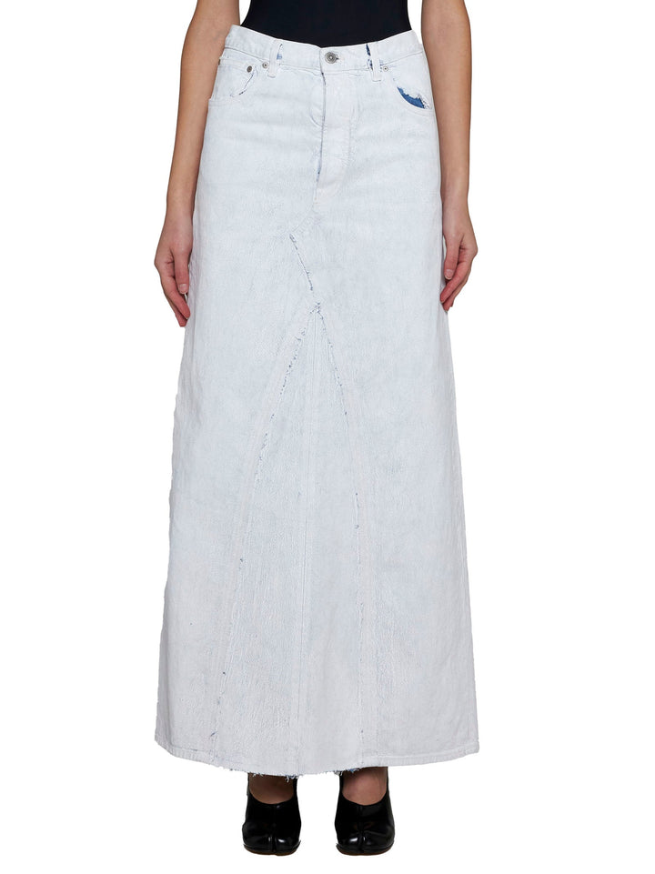Maison Margiela Women Coated Denim Long Skirt