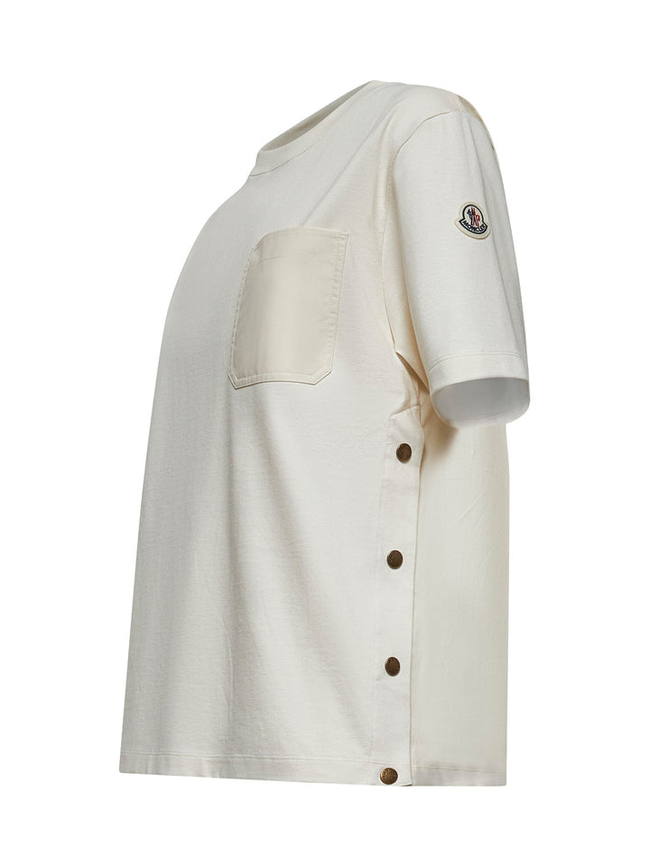 Moncler Women Ivory Cotton Pocket T-Shirt