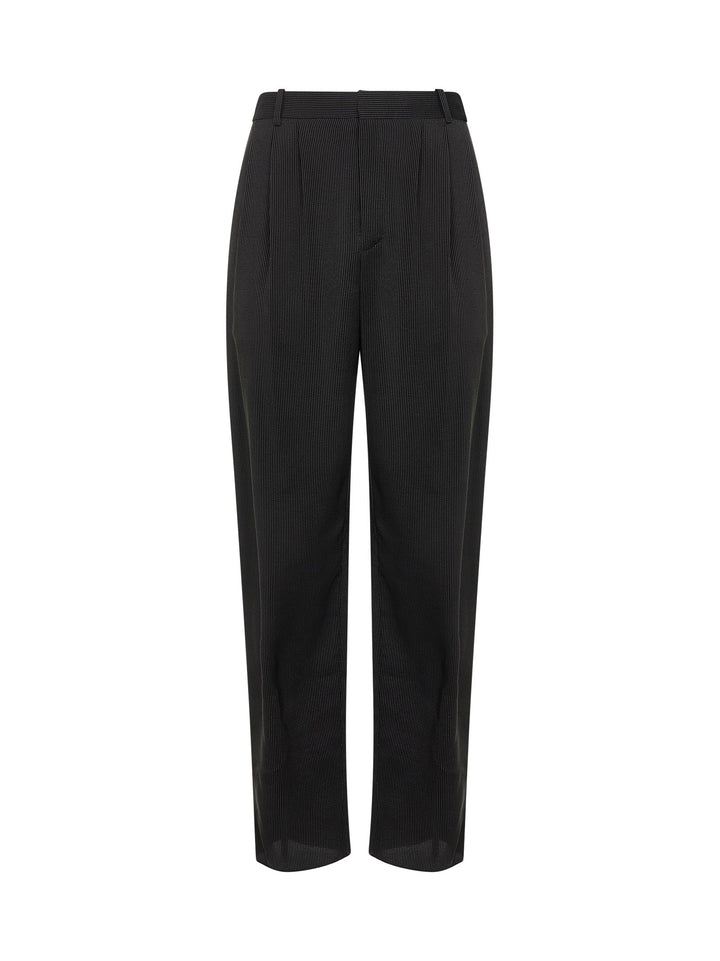 Saint Laurent Men Black Striped Canvas Baggy Trousers