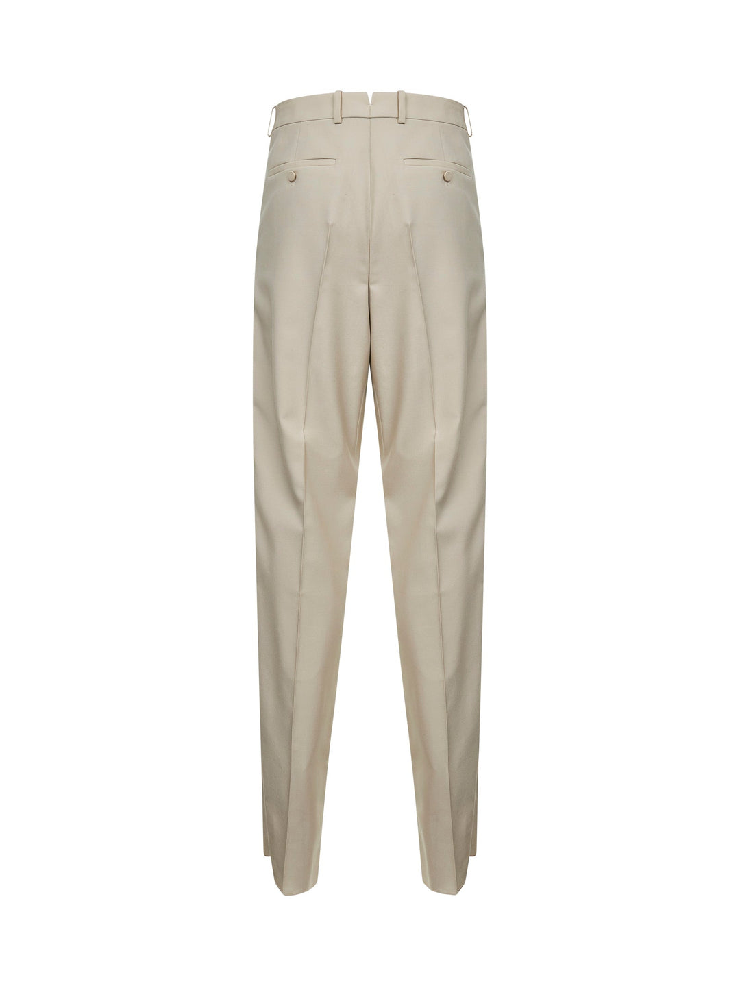 Saint Laurent Men Beige Lightweight Wool Tuxedo Trousers