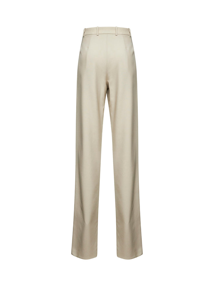 Saint Laurent Women Beige Light Wool Trousers