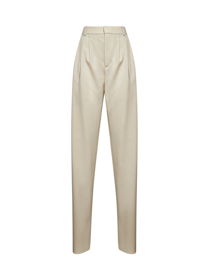 Saint Laurent Women Beige Light Wool Trousers