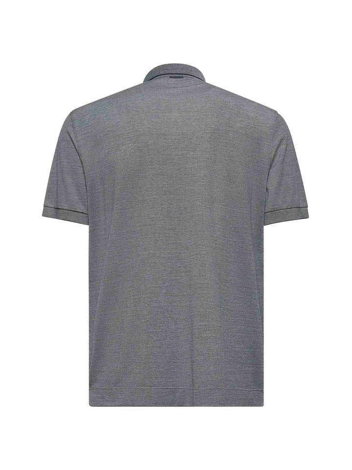 Zegna Men Green Cotton And Silk Piquet Polo Shirt