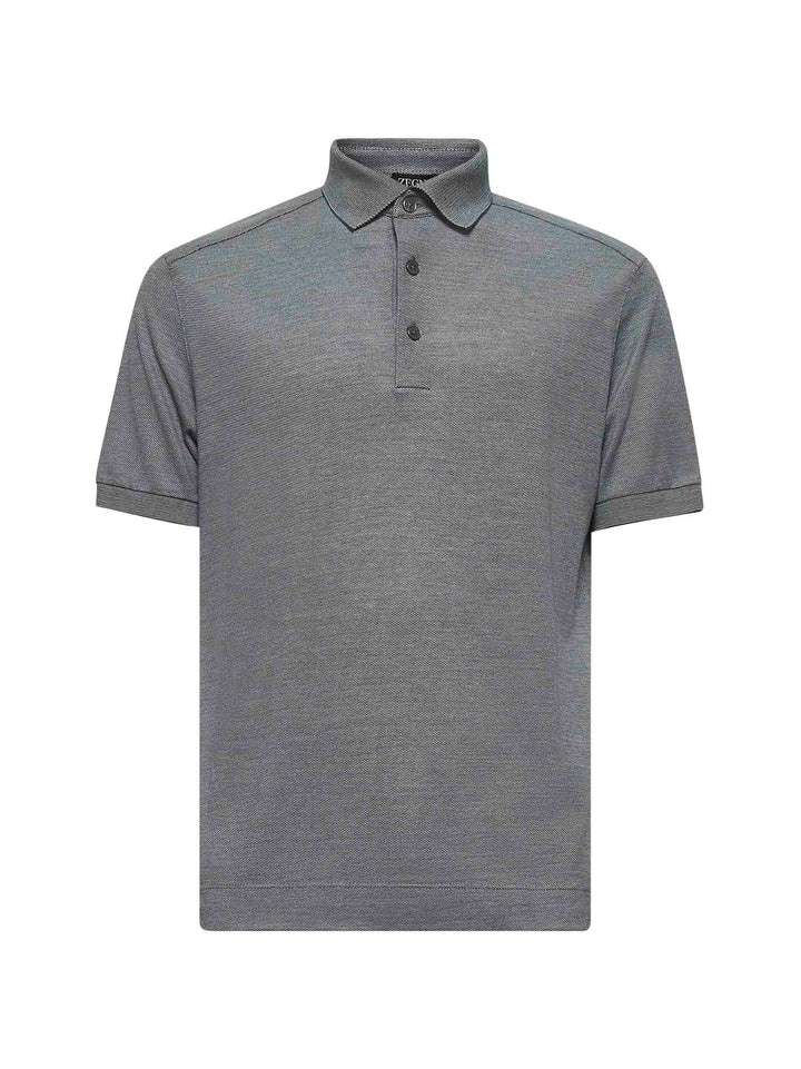 Zegna Men Green Cotton And Silk Piquet Polo Shirt
