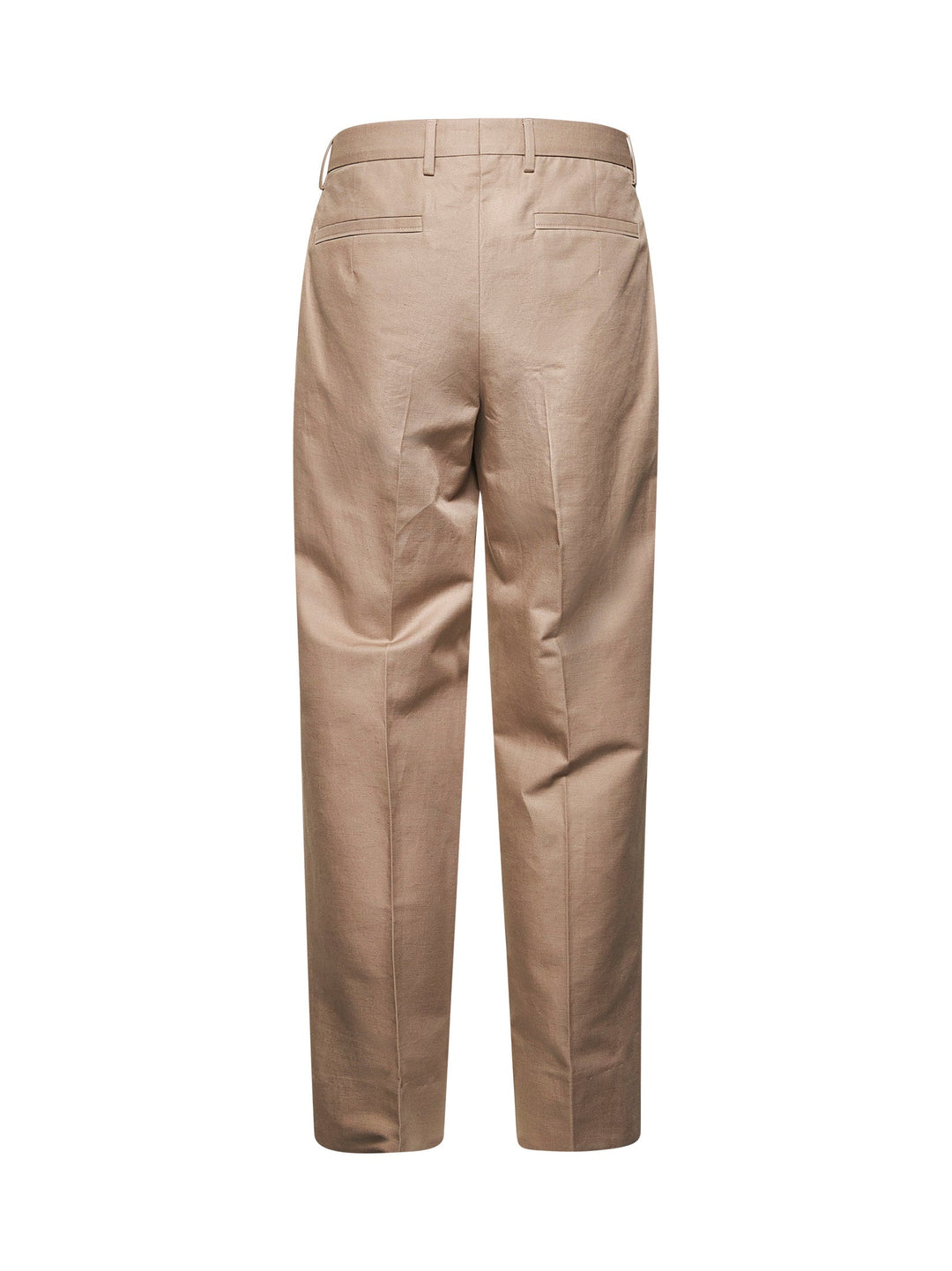 Zegna Men Beige Cotton And Linen One-Pleat Trousers