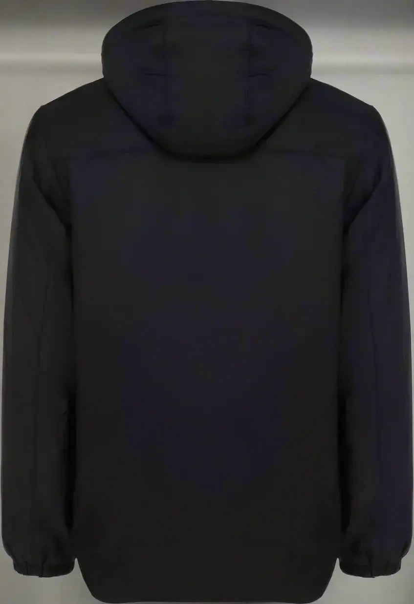 Black hooded jacket on a white background