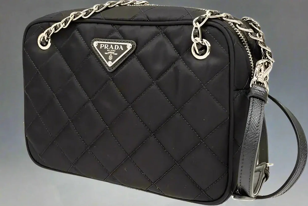 PRADA black Nylon Quilted Medium Crossbody Bag