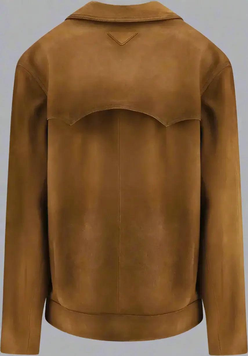 Brown leather jacket on a white background