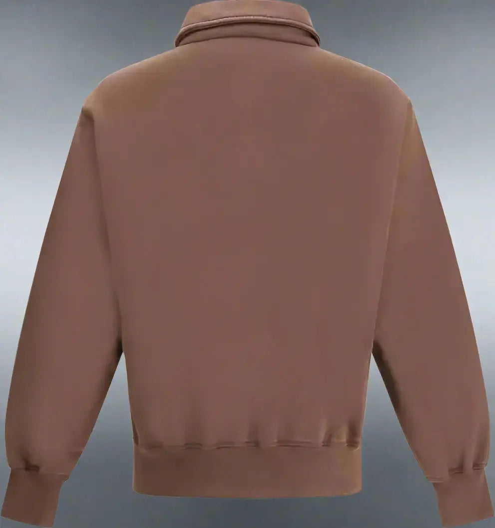 PRADA men's brown Polo Sweatshirt with front stitched patch