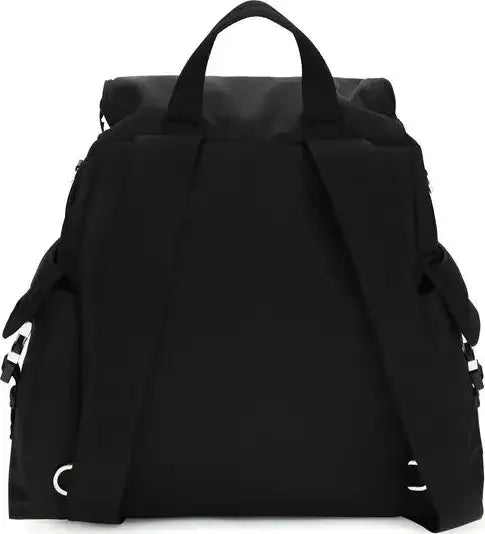 Black backpack on a white background