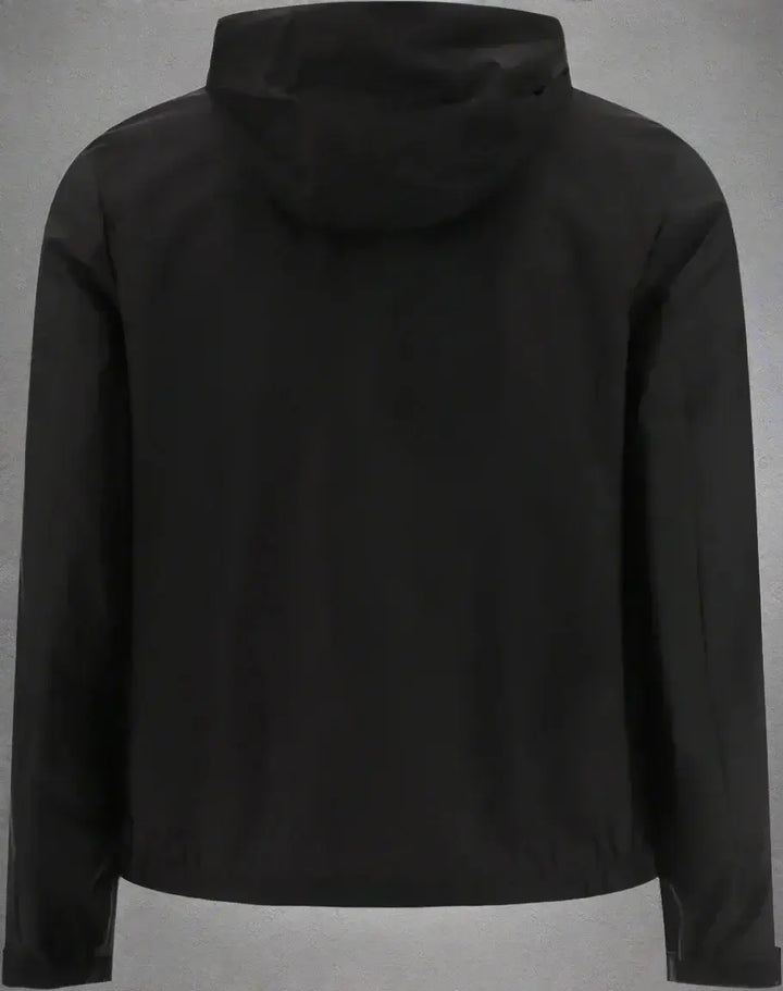 Black jacket with a hood on a white background