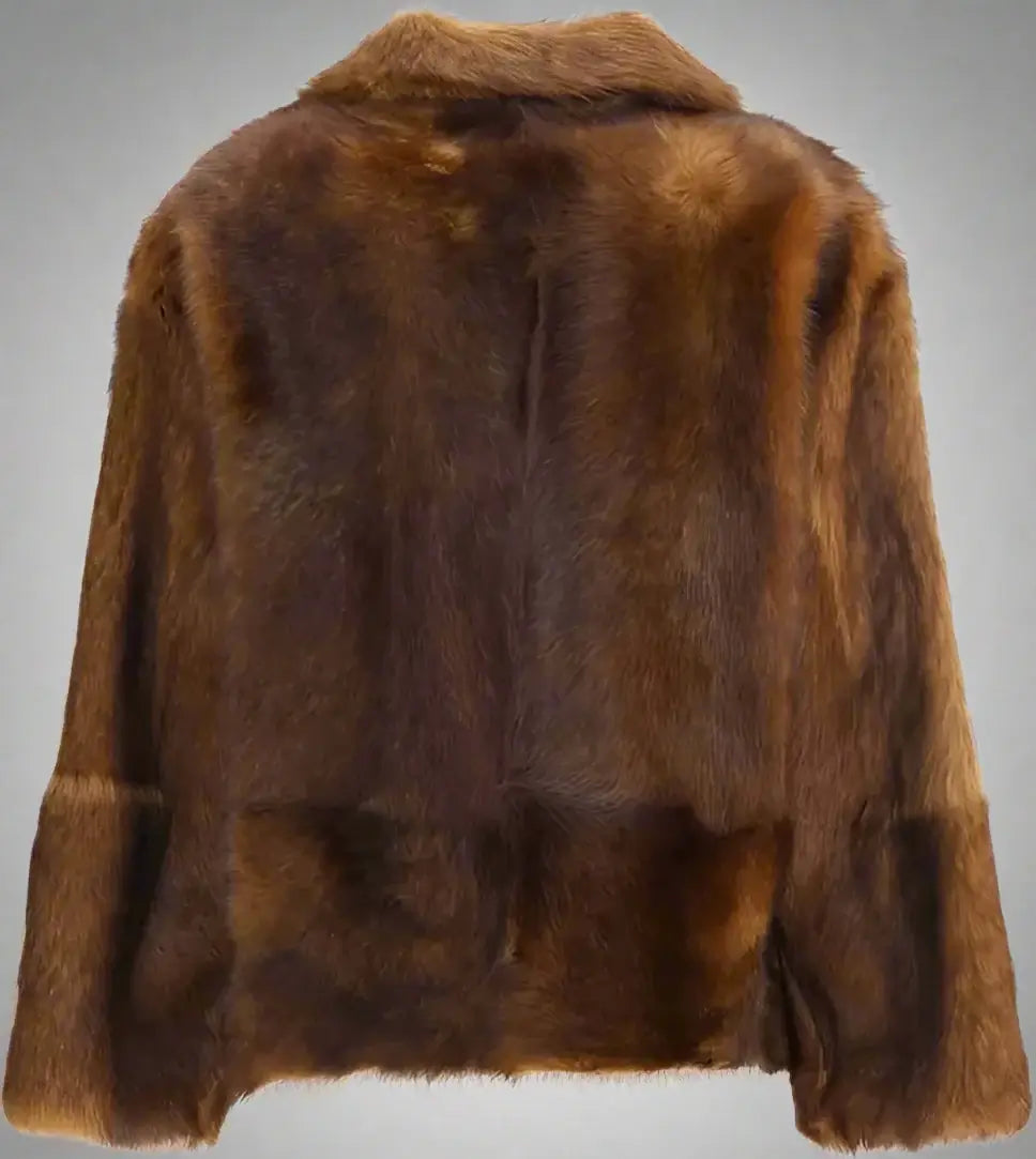 Brown fur jacket on a white background