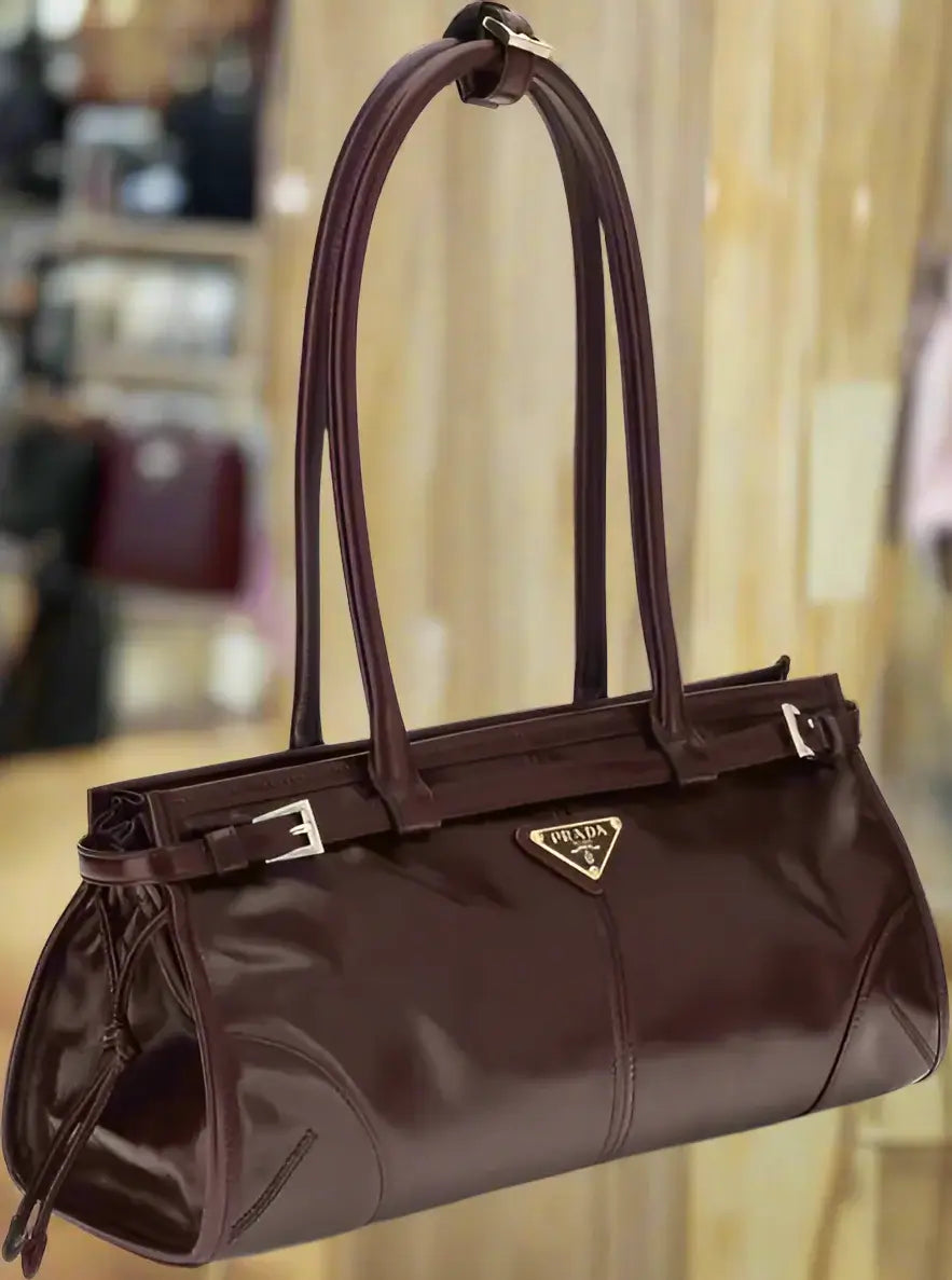 PRADA brown leather handbag