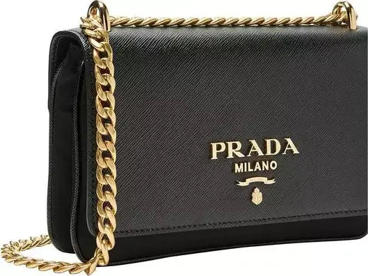 PRADA women's black Saffiano Leather Mini Bag