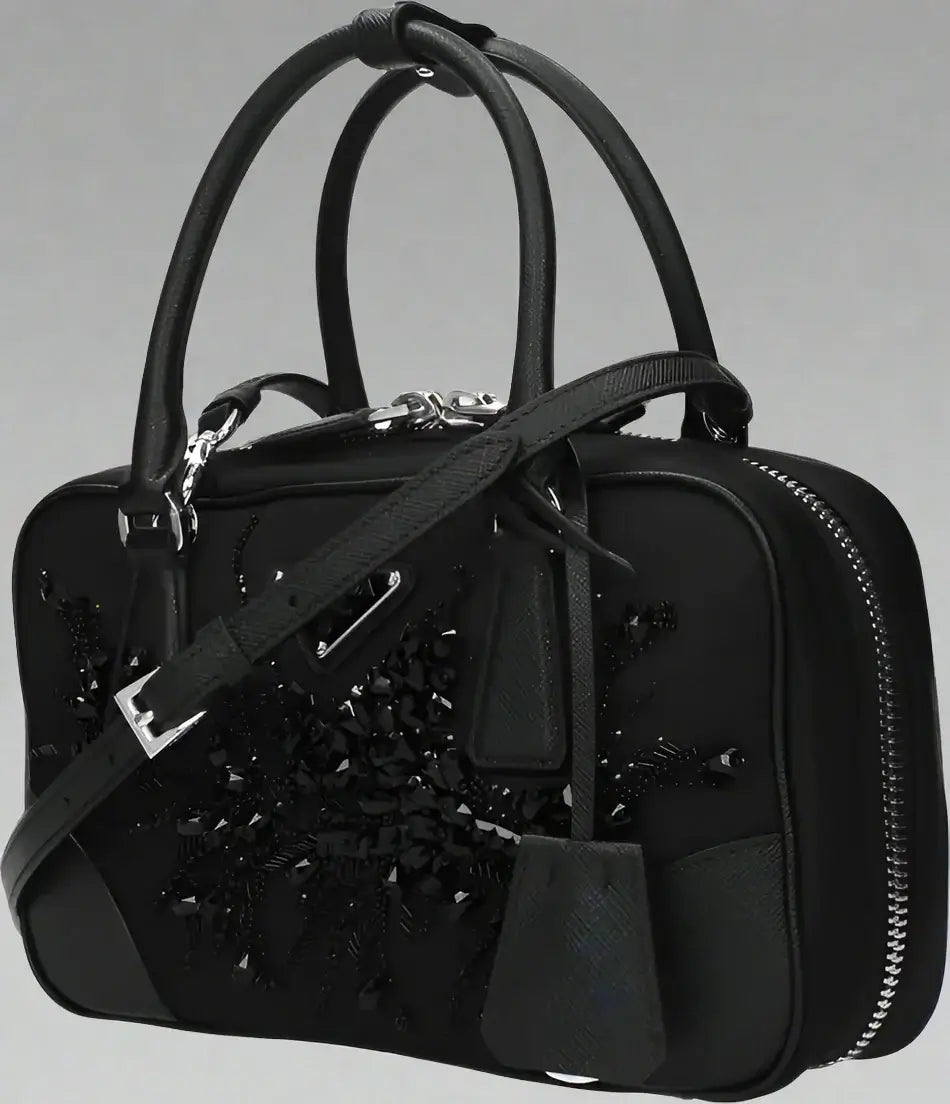 PRADA women's Black Fabric Handbag