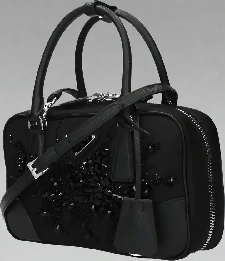 PRADA women's Black Fabric Handbag