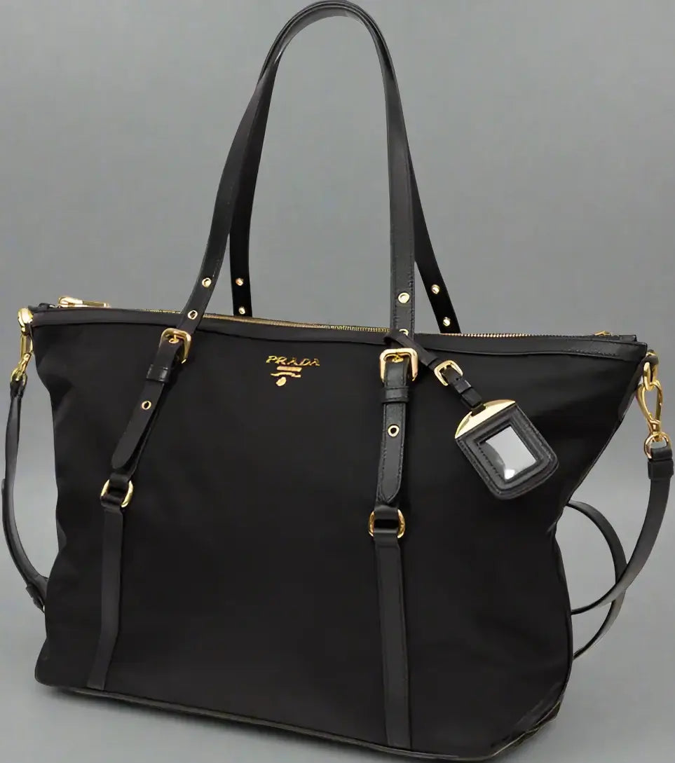 PRADA women's black Nylon Gallery Pocono Tote Bag