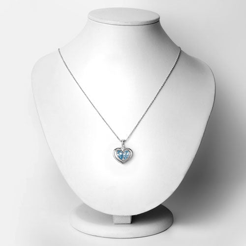 2.66 Carat Genuine Blue Topaz and White Topaz .925 Sterling Silver Pendant