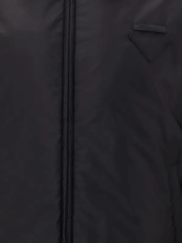 Close-up of a black jacket with a zipper