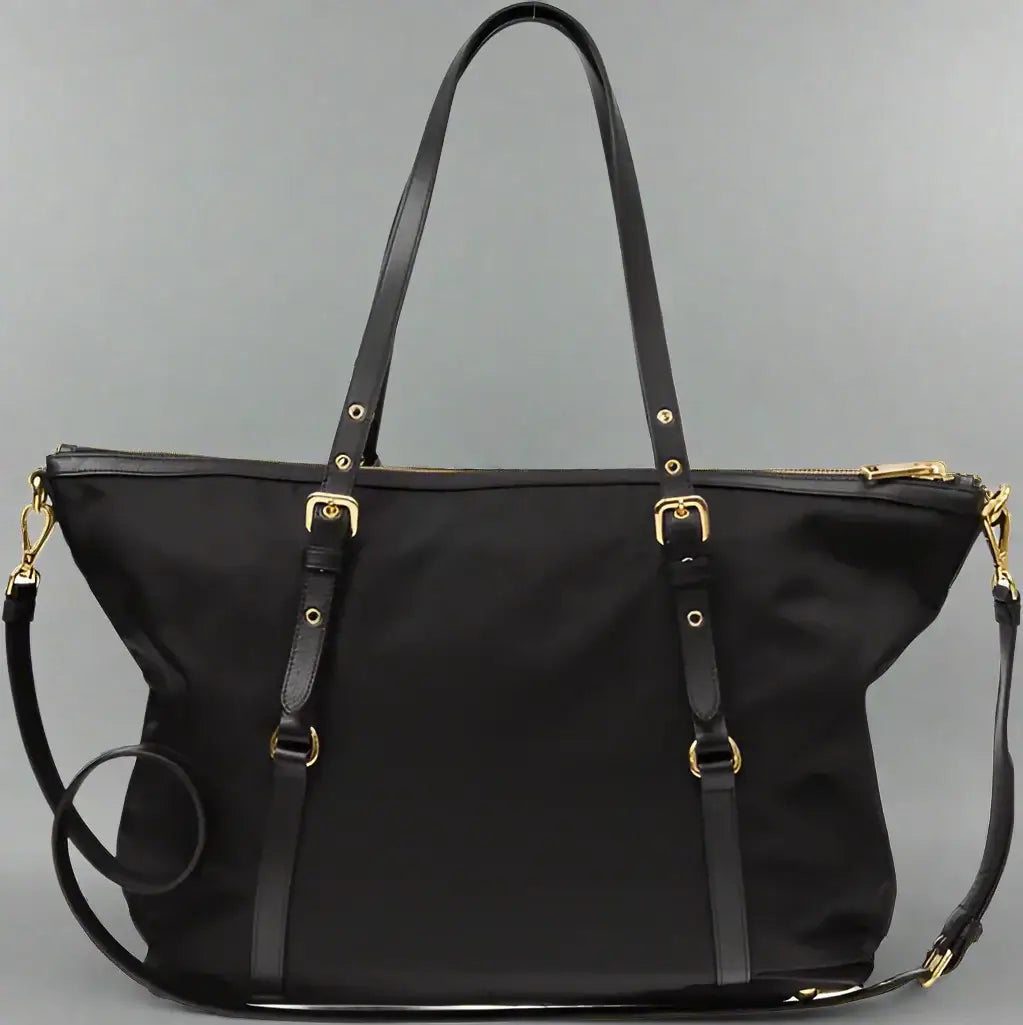 PRADA women's black Nylon Gallery Pocono Tote Bag