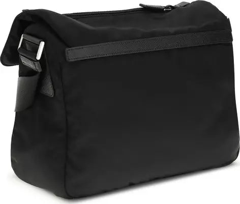 Black shoulder bag on a white background