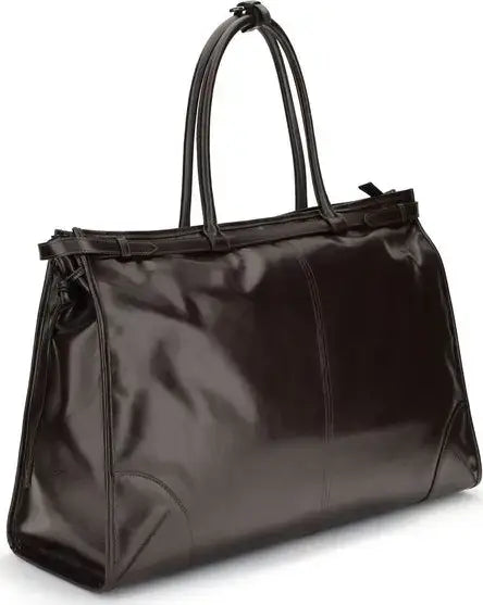 Brown handbag with a strap on a white background