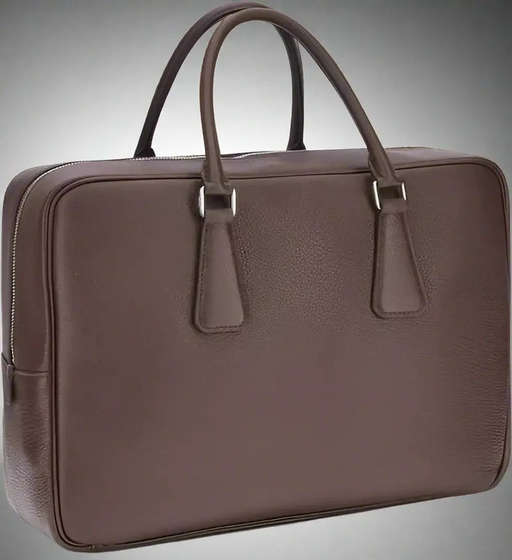 PRADA men's brown to handle brown leather Handbag