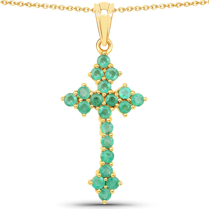 2.00 Carat Genuine Zambian Emerald .925 Sterling Silver Pendant