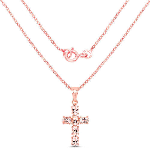 14K Rose Gold Plated 2.58 Carat Genuine Morganite .925 Sterling Silver Pendant