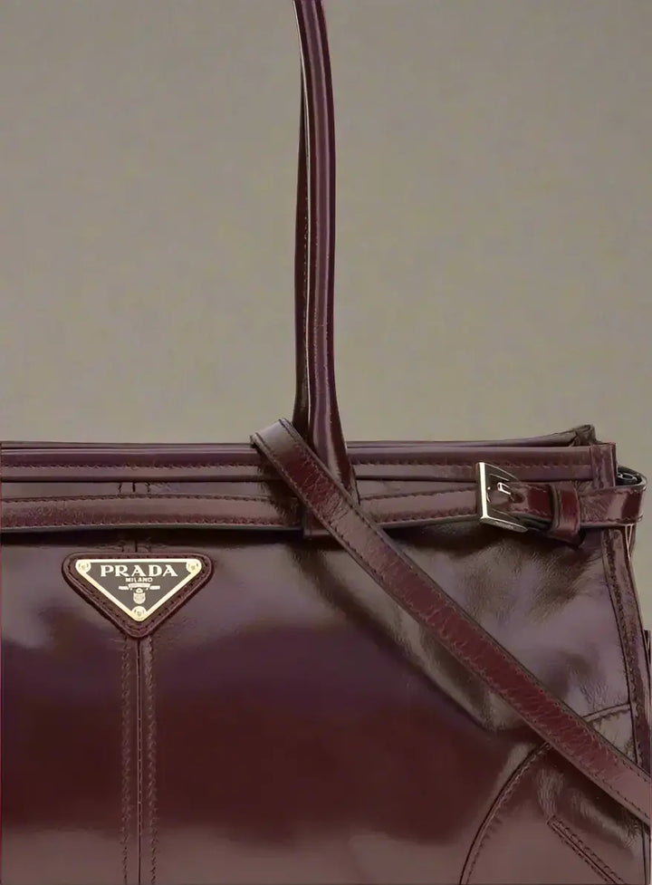Brown leather handbag