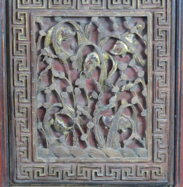 Pair of Hand Carved Antique Chinese Wall Hanging Panel