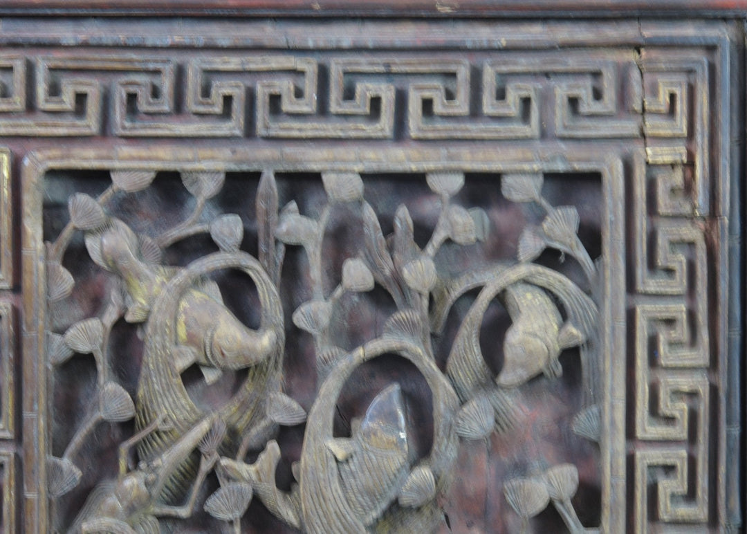 Pair of Hand Carved Antique Chinese Wall Hanging Panel