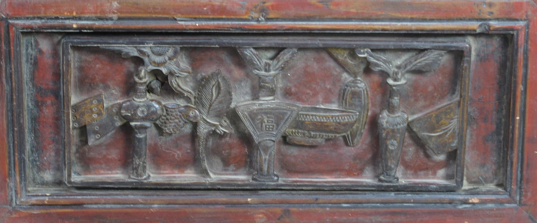 Pair of Hand Carved Antique Chinese Wall Hanging Panel