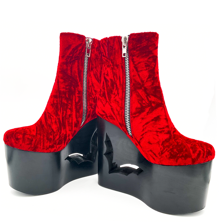 Deadwood Oxblood Velvet Wedge Boot