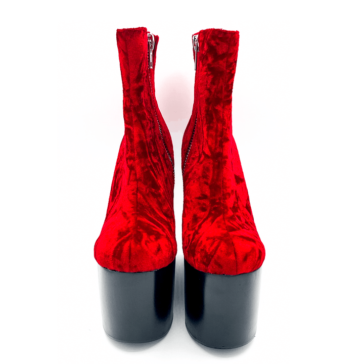 Deadwood Oxblood Velvet Wedge Boot