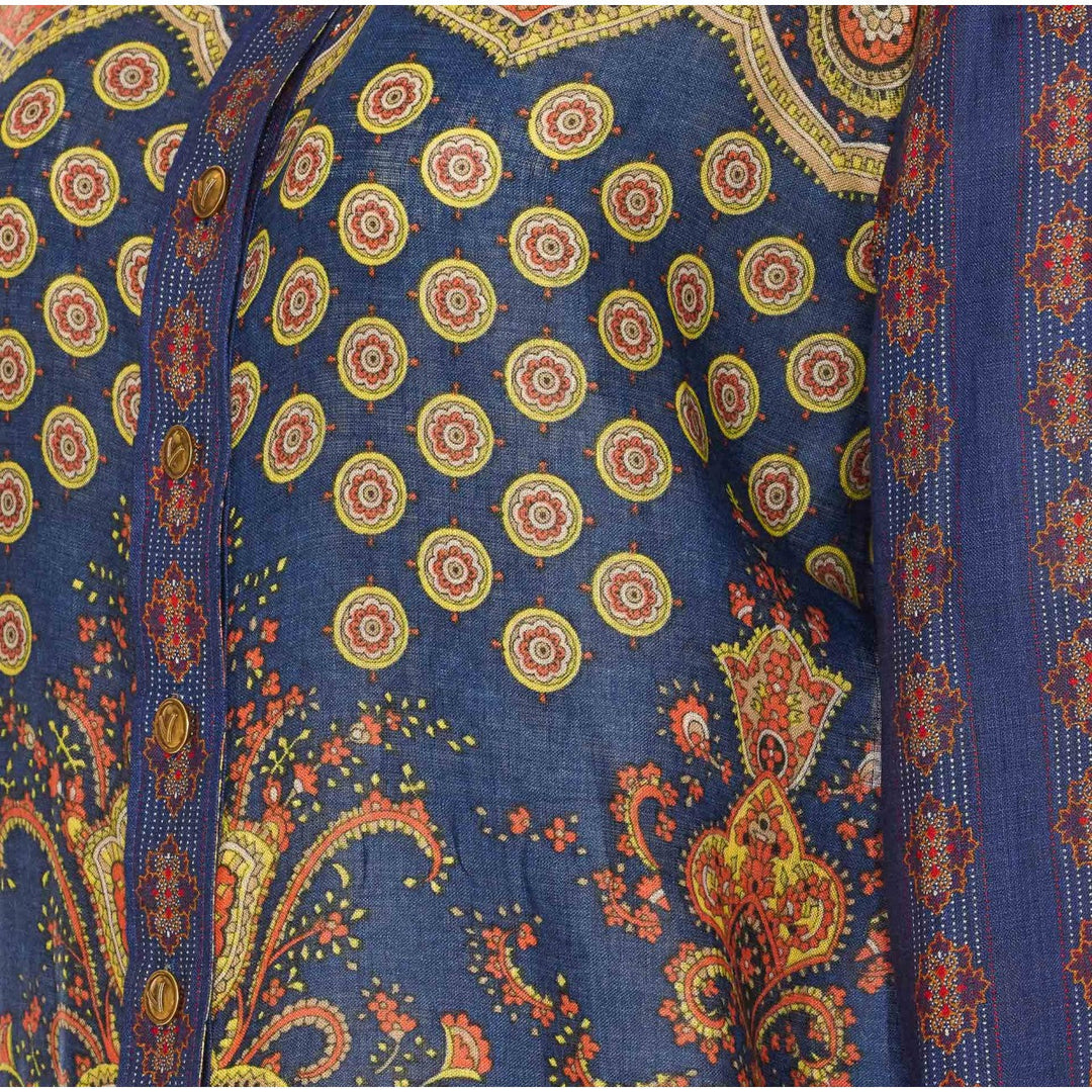 Valentino Garavani Women Paisley Linen Shirt With Medaglioni Voyage Imaginaire Pattern