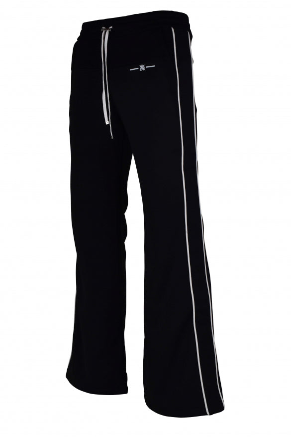 Black pants with white stripes on a white background