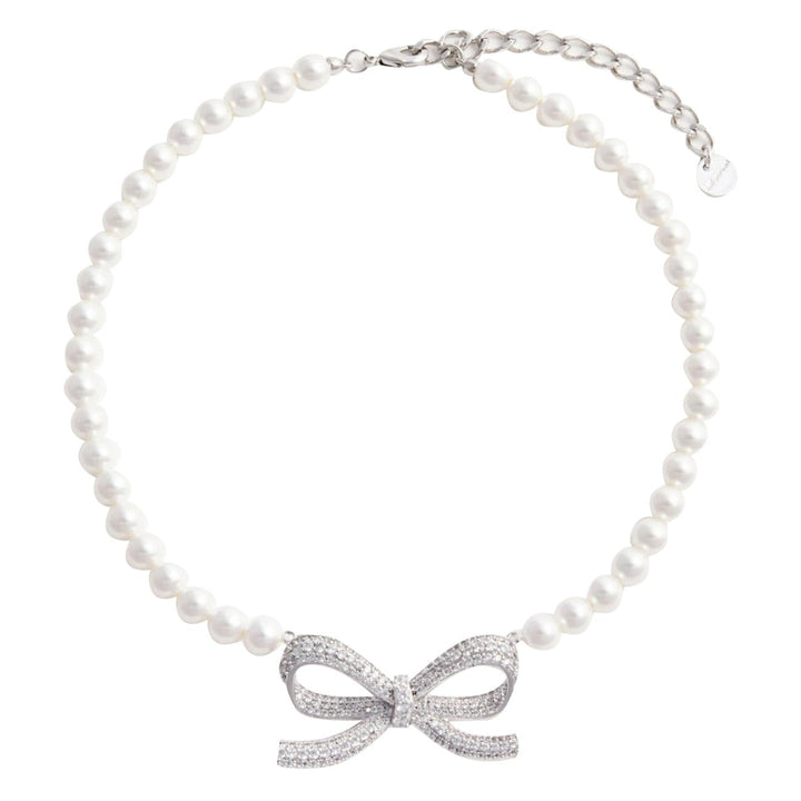 Self Portrait Women Pearl Bow Necklace