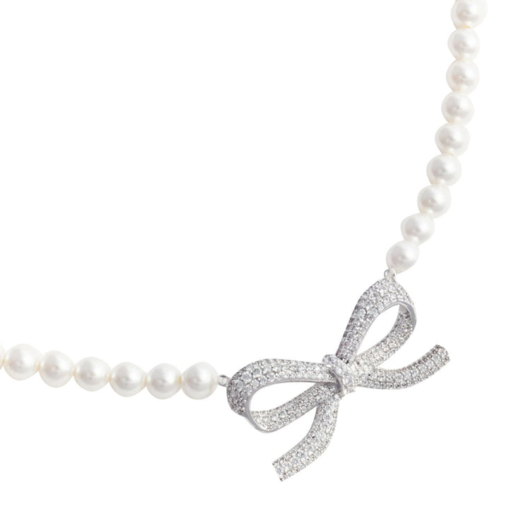 Self Portrait Women Pearl Bow Necklace