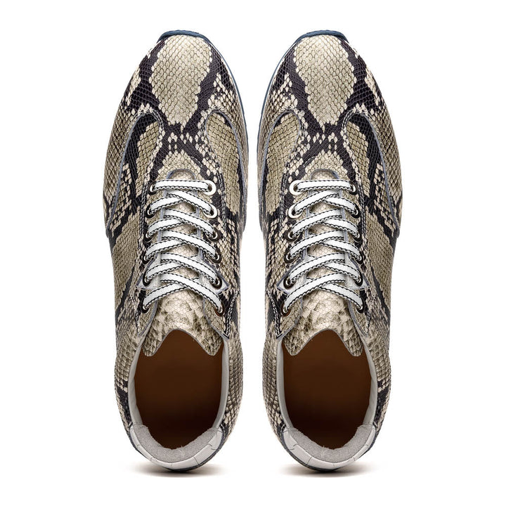 65-215-WHT PERI Python Embossed Italian Calfskin Sneakers Black / White