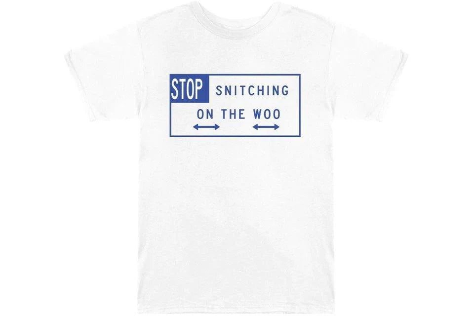 Pop Smoke x Vlone Stop Snitching T-shirt White / Blue
